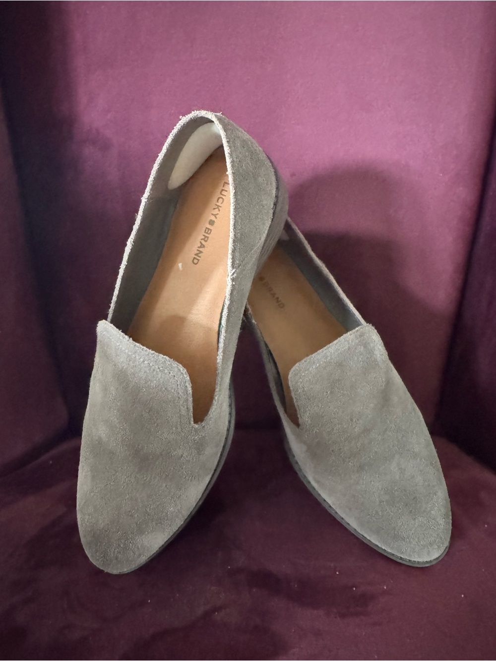 Lucky Brand Gray Suede Slip-On Loafers